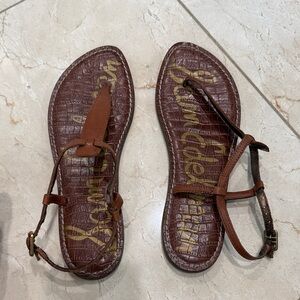 Sam Edelman Tan Croc-Embossed Sandals